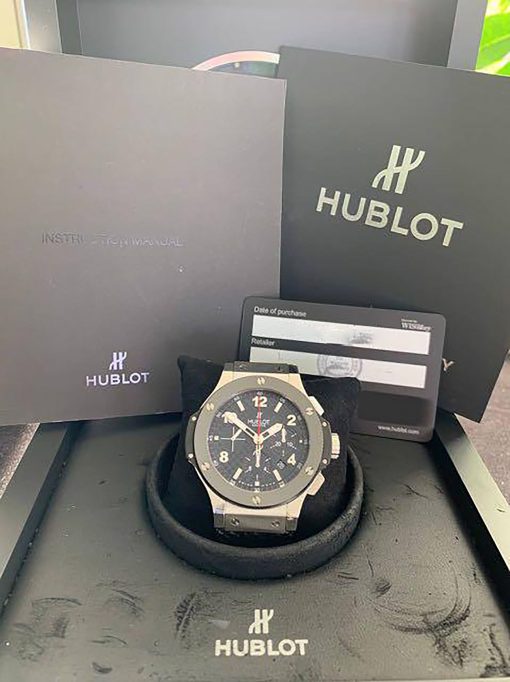 HUBLOT Big Bang Steel Ceramic Chronograph Black Carbon Fiber pattern Dial Men’s Watch Item No. 301.SB.131.RX