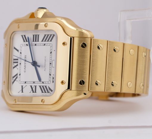 CARTIER Santos Automatic White Dial 18kt Yellow Gold Men’s Watch Item No. WGSA0029