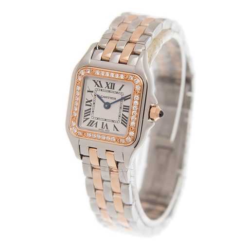 CARTIER Panthere de Silver Dial Steel and 18kt Rose Gold Small Ladies Watch Item No. W3PN0006