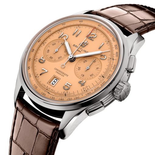 Breitling Premier B01 Chronograph 42 Beige Dial Brown Leather Strap Watch For Men – AB0145331K1P1